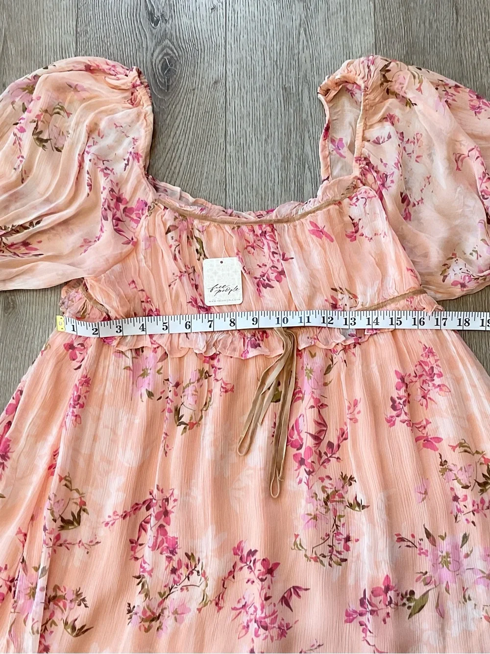 Free People Marney Floral Mini Dress In Peach Combo Size Large NWT